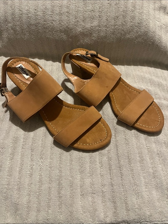 Shoes - Dune London Tan Leather Block Heel Comfort Sandals -size 40